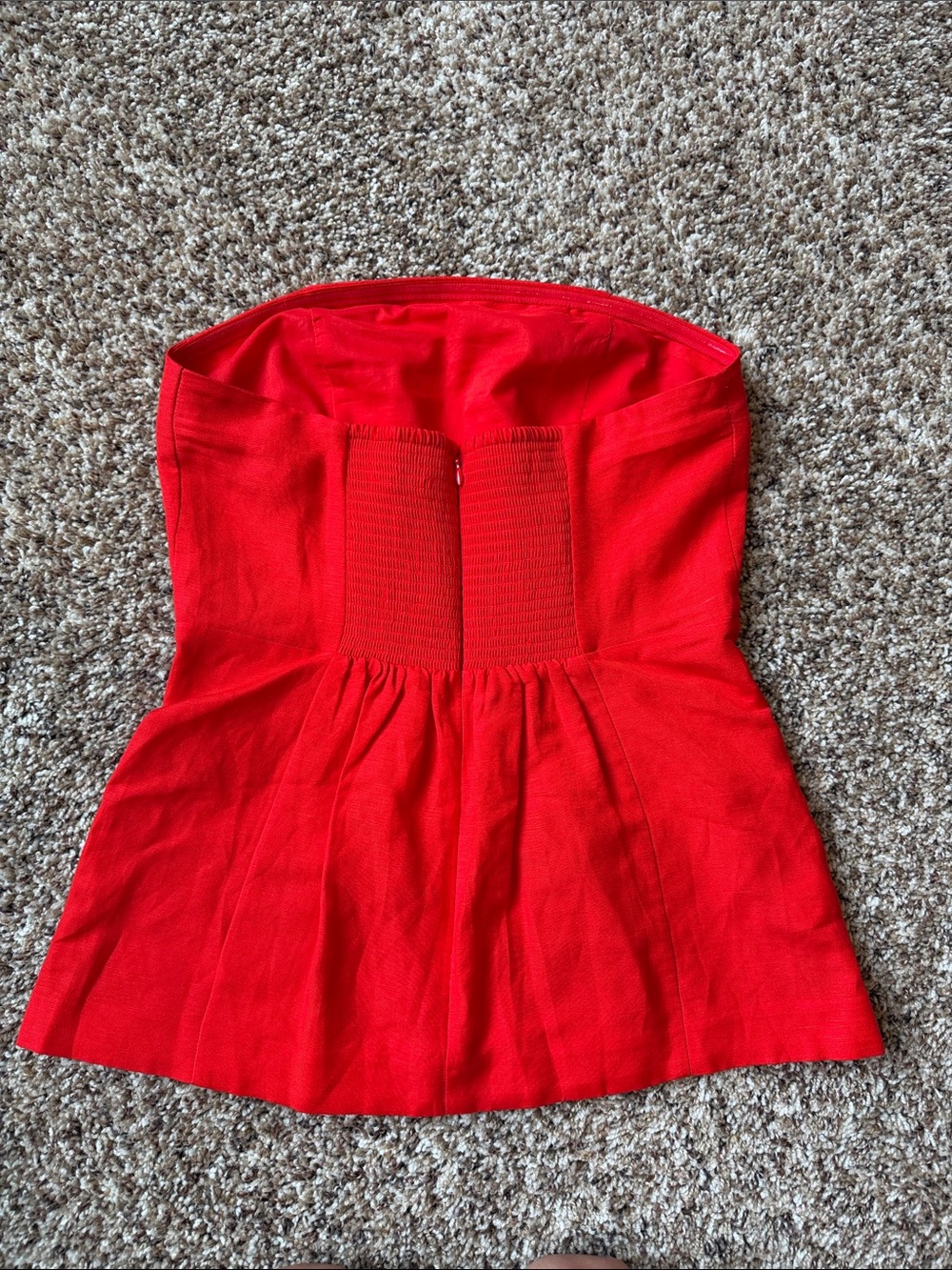 Ann Taylor Strapless Coral Peplum Top - Picture 4 of 6